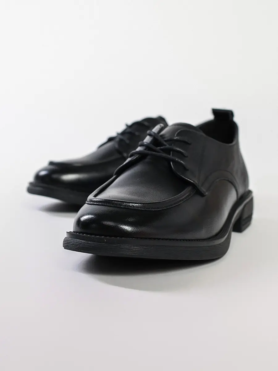 Туфли-дерби черные на низком каблуке